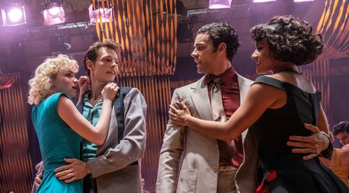 Paloma Garcia-Lee, Mike Faist, David Alvarez and Ariana DeBose in West Side Story