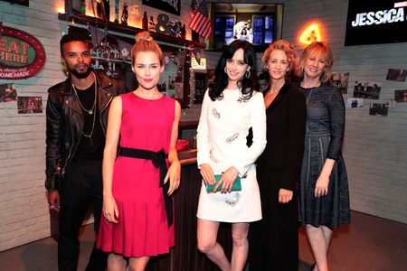 Janet McTeer, Melissa Rosenberg, Krysten Ritter, Rachael Taylor, and Eka Darville at an event for Jessica Jones (2015)