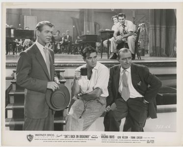 Ray Heindorf, Steve Cochran, Gene Nelson, and Paul Picerni in She's Back on Broadway (1953)
