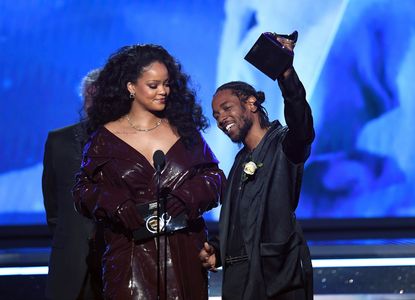 Rihanna and Kendrick Lamar at an event for The 60th Annual Grammy Awards (2018)
