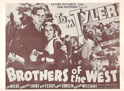 Dave O'Brien, Dorothy Short, Bob Terry, Tom Tyler, Lois Wilde, and Roger Williams in Brothers of the West (1937)