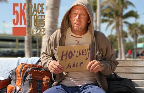 Homeless Man #1 in the 5K Race to End Homelessness commercial in Hollywood Beach, Florida.