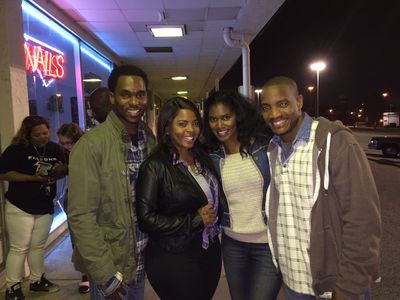 Jared Wofford (Nicolas), Brely Evans (Opel), Denise Boutte (Ruth) and Cranston Johnson (Lorenzo) after wrapping the TV O