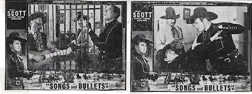 Karl Hackett, Charles King, Fred Scott, and Al St. John in Songs and Bullets (1938)