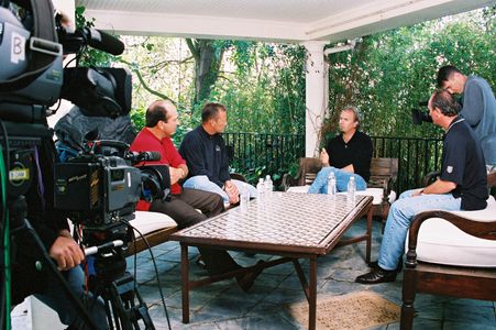 Kevin Costner, Johnny Bench, Bret Saberhagen, and George Brett in Field of Dreams: Roundtable with Kevin Costner, Johnny