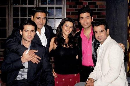 Karan Johar, Ekta Kapoor, Ram Kapoor, Ronit Roy, and Hiten Tejwani in Koffee with Karan (2004)