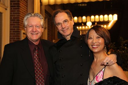 Jeanne and husband Tim with David Shiner, star of OLD HATS with Bill Irwin, at the 2013 Drama Desk Awards