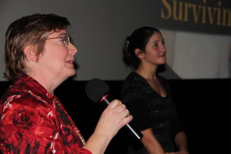 Mara Lesemann (left) and Laura Thies at the q&a for Surviving Family in Munich, Germany