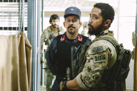 Neil Brown Jr. and Justin Melnick in SEAL Team (2017)