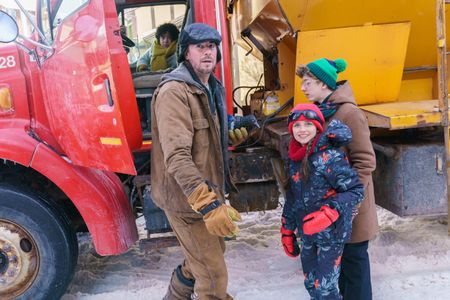 Philippe Bossé, Jerry Trainor, Logan Aultman, and Michaela Russell in Snow Day (2022)
