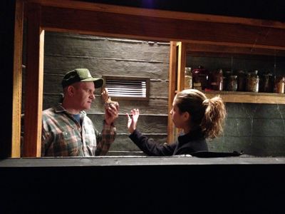 Melissa Kosar and Mike O'Malley on the set of Raising Hope (