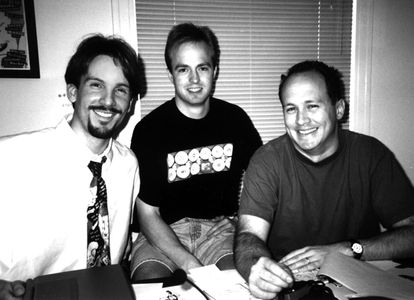 1994 Beavis & Butt-head recording session with Kristofor Brown and Mike Judge.