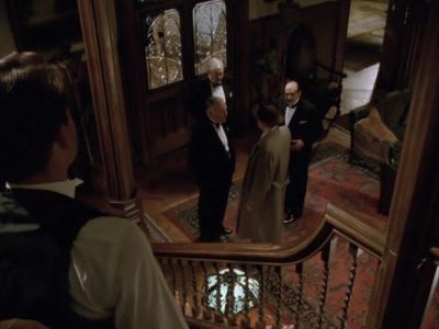 John Carson, Philip Jackson, John Stride, and David Suchet in Poirot (1989)