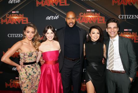 Ming-Na Wen, Henry Simmons, Jeff Ward, Chloe Bennet, and Elizabeth Henstridge at an event for Captain Marvel (2019)