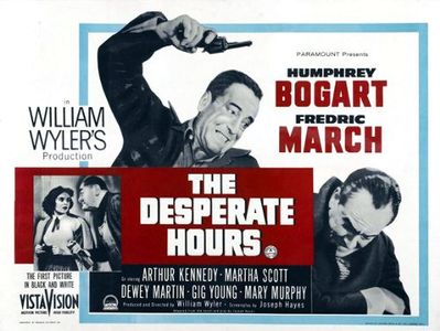 Humphrey Bogart, Fredric March, Robert Middleton, and Mary Murphy in The Desperate Hours (1955)