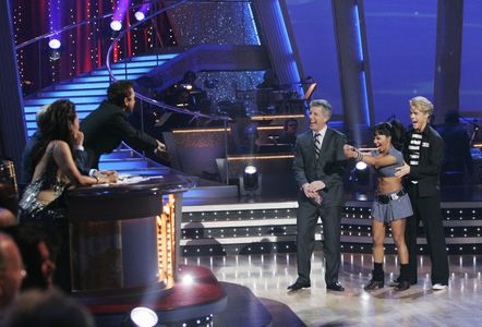 Tom Bergeron, Carrie Ann Inaba, Lil' Kim, Bruno Tonioli, Len Goodman, and Derek Hough in Dancing with the Stars (2005)