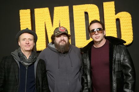 Nicolas Cage, Panos Cosmatos, and Linus Roache at an event for Mandy (2018)