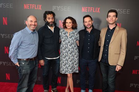 Jessi Klein, Jason Mantzoukas, Nick Kroll, John Mulaney, and Andrew Goldberg at an event for Big Mouth (2017)