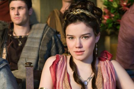 Tom Hobbs and Hanna Mangan Lawrence in Spartacus (2010)