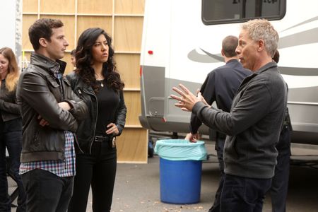 Greg Germann, Andy Samberg, and Stephanie Beatriz in Brooklyn Nine-Nine (2013)