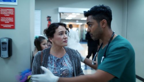 Denise Santos and Manish Dayal in The Resident (2018)