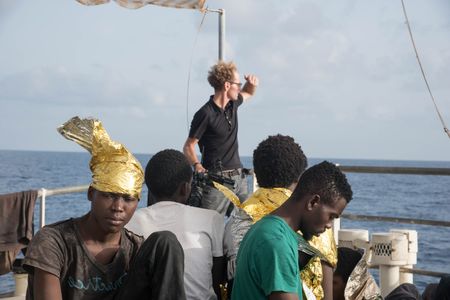 Skye Fitzgerald filming Search & Rescue in the Mediterranean.