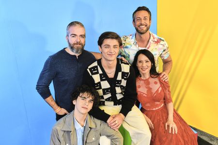 Lucy Liu, Zachary Levi, David F. Sandberg, Asher Angel, and Jack Dylan Grazer at an event for Shazam! Fury of the Gods (