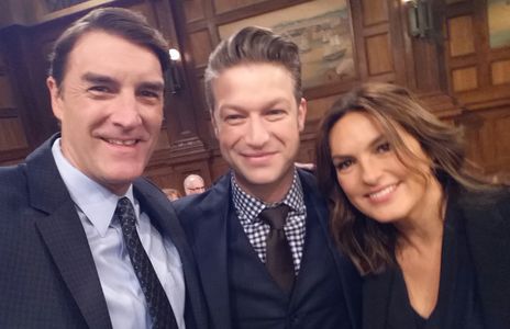 On the set of Law & Order:SVU with Peter Scanavino and Star and episode #400 director Mariska Hargitay