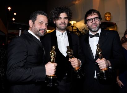 Armando Bo and Alexander Dinelaris at an event for The Oscars (2015)