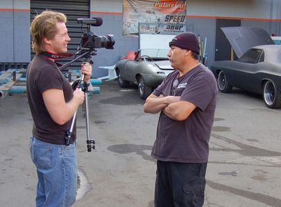 Lee Anthony Smith interviews Restoration Specialist, Ruben Chavez, on the Picture Car Warehouse lot for the documentary,