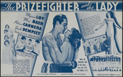 Myrna Loy, Zita Baca, Max Baer, Primo Carnera, Jack Dempsey, Jean Howard, Walter Huston, and Miriam Marlin in The Prizef