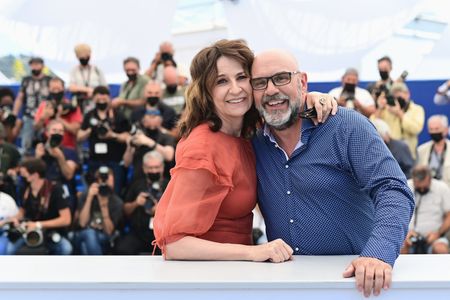 Valérie Lemercier and Sylvain Marcel at an event for Aline (2020)