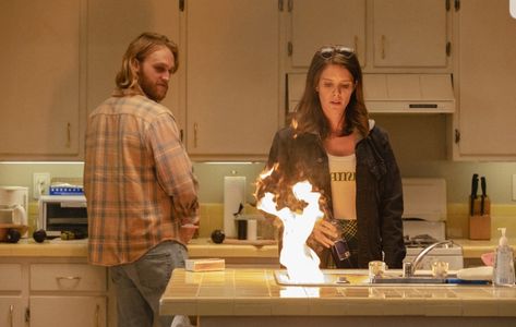 Wyatt Russell and Sonya Cassidy in Lodge 49.