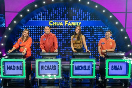 Brian Gumabao, Nadine Samonte, Michelle Gumabao, and Richard Chua in Family Feud Philippines (2022)