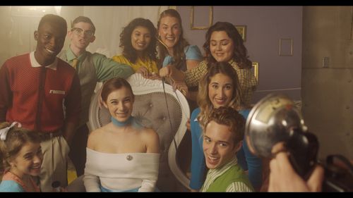 Forrest Lark, Olly Sholotan, Emily Beltran, Molly Grant, Nicolette Norgaard, and Michael Riskin in Partying with Communi