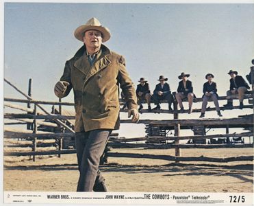 John Wayne, Alfred Barker Jr., Nicolas Beauvy, Norman Howell, Stephen R. Hudis, and Sean Kelly in The Cowboys (1972)