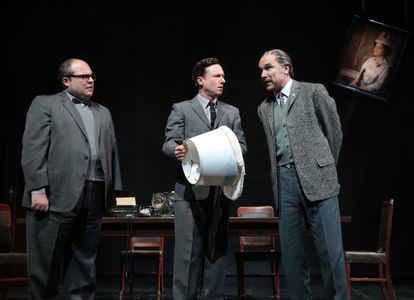 Tony Manna, Brad Heberlee, and Greg Stuhr in Rolin Jones' These Paper Bullets! at Yale Rep