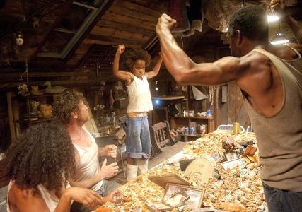 Scene from Beasts of the Southern Wild ~ Quevenzhane Wallis, Dwight Henry, Levy Easterly and Gina Montana