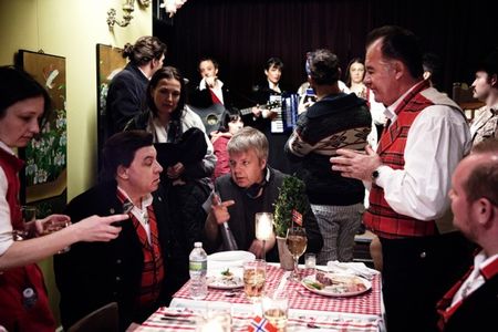 Steven Van Zandt, director Geir Henning Hopland and Tony Sirico on the set of Lilyhammer 2 in NYC.