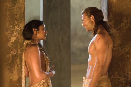 Marisa Ramirez and Dustin Clare in Spartacus: Gods of the Arena (2011)
