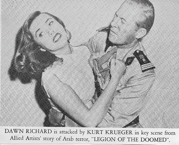Kurt Kreuger and Dawn Richard in Legion of the Doomed (1958)