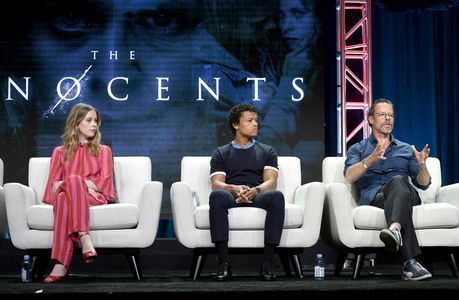 Guy Pearce, Percelle Ascott, and Sorcha Groundsell at an event for The Innocents (2018)