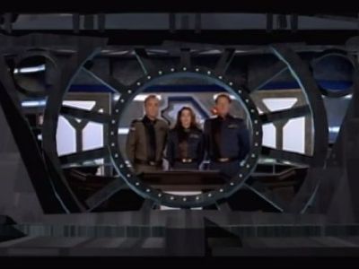 Bruce Boxleitner, Claudia Christian, and Jerry Doyle in Babylon 5 (1993)