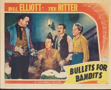 Bill Elliott, Edythe Elliott, Frank Mitchell, and Tex Ritter in Bullets for Bandits (1942)