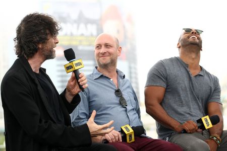 Neil Gaiman, Michael Green, and Ricky Whittle at an event for IMDb at San Diego Comic-Con (2016)