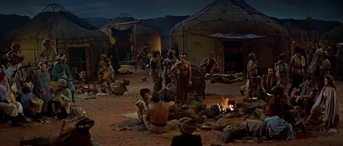 John Wayne, Pedro Armendáriz, Susan Hayward, Lee Van Cleef, William Conrad, and Peter Mamakos in The Conqueror (1956)