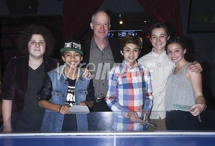 Jaden Betts with Director Mark Rosman and the rest of the cast of Time Toys at their wrap party.