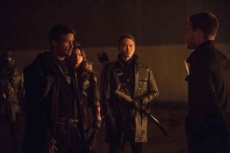 Katrina Law, Karl Yune, Stephen Amell, and Matt Nable in Arrow (2012)