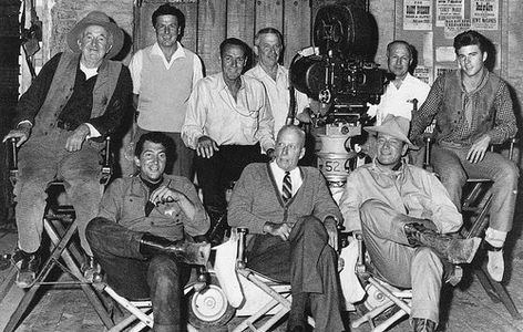 John Wayne, Walter Brennan, Howard Hawks, Dean Martin, Russell Harlan, and Ricky Nelson in Rio Bravo (1959)
