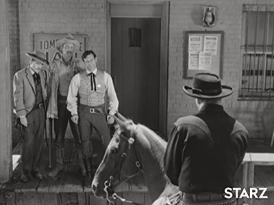 Douglas Fowley, Britt Lomond, Hugh O'Brian, and Morgan Woodward in The Life and Legend of Wyatt Earp (1955)